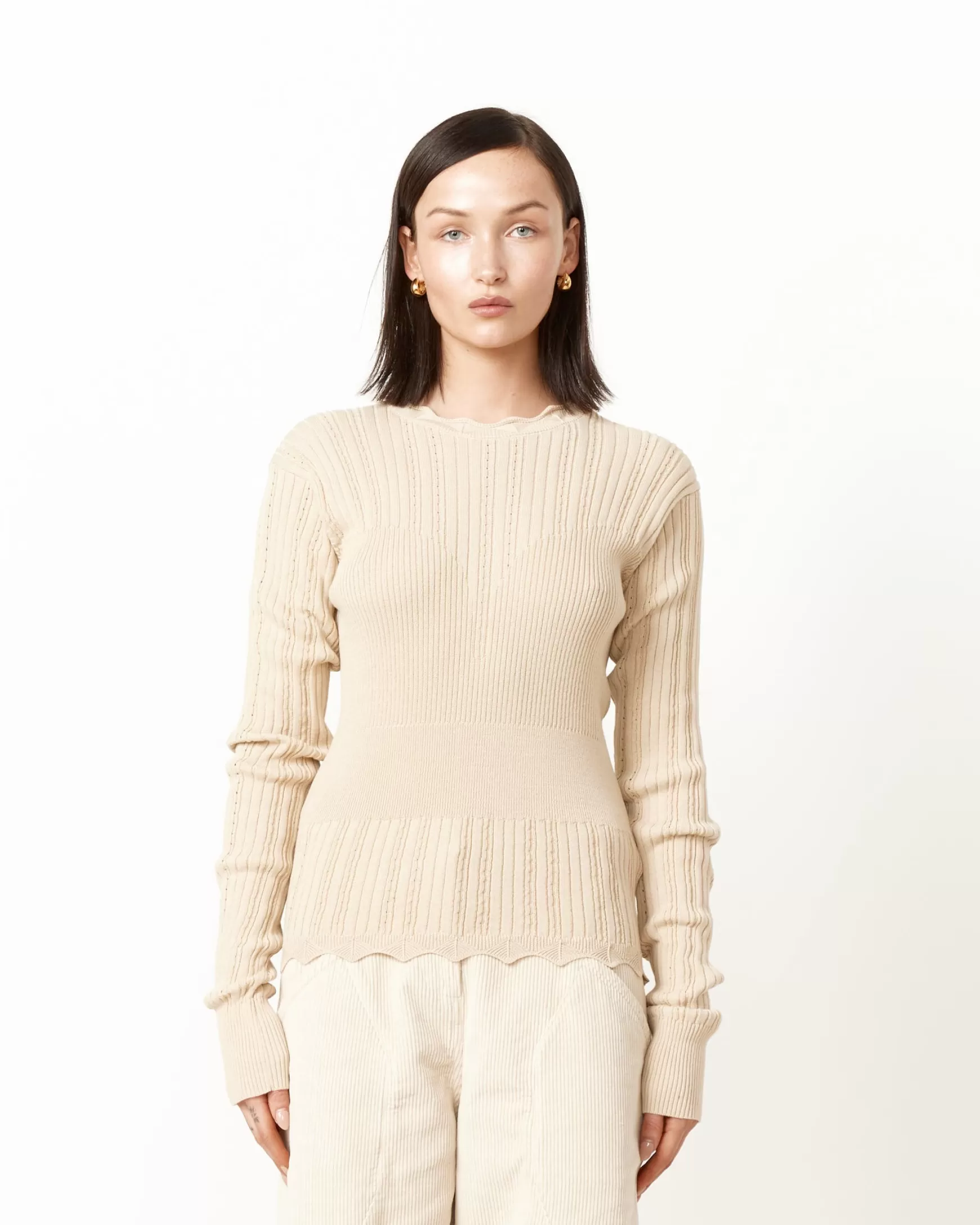 Hot Transparent Block Knit Blouse Woman Tops